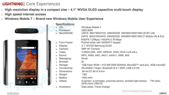 DELL多款WP7、Android 2.2新手机曝光