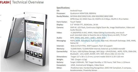 DELL多款WP7、Android 2.2新手机曝光